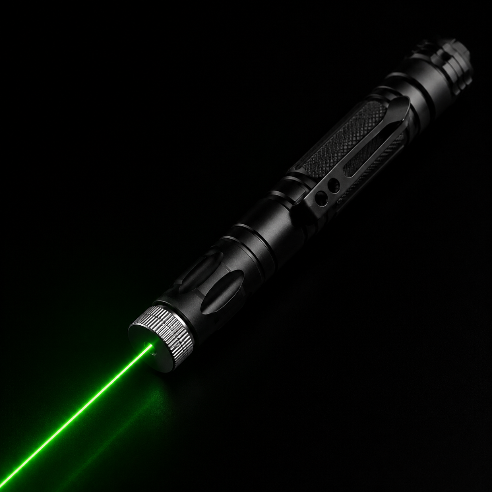 Unisex long-range laser pointer with adjustable focus, made from durable aluminum. Ideal for presentations & outdoor use.