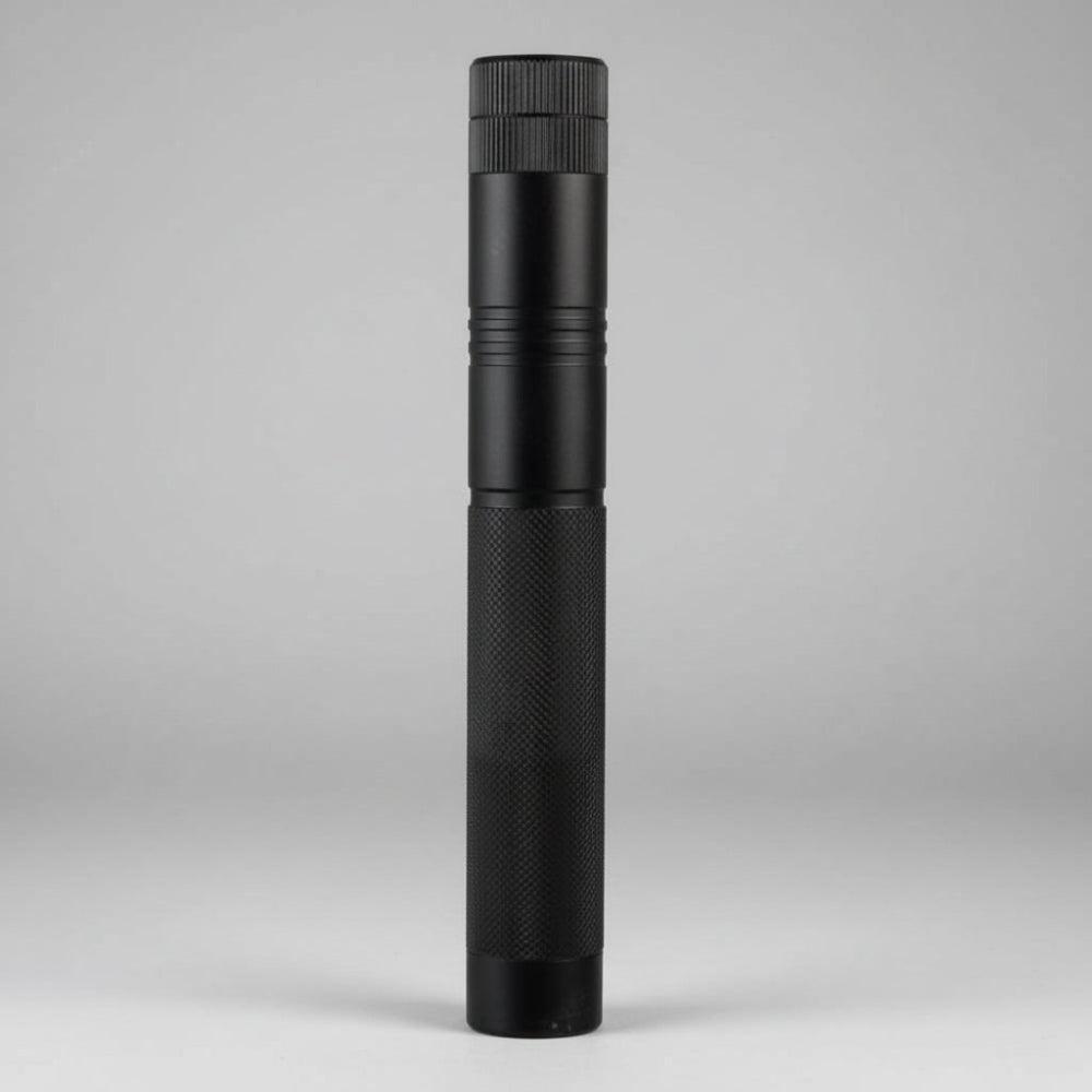 Sleek aluminum long-range laser pointer with ergonomic design & adjustable focus. A professional presentation tool.