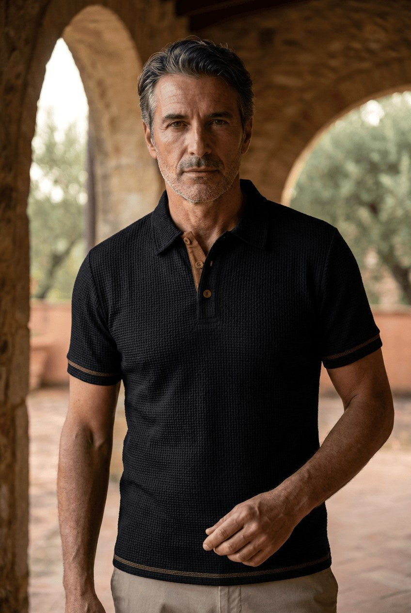 Stylish men's polo shirt with a modern fit, ideal for smart-casual events & everyday wear. Breathable.