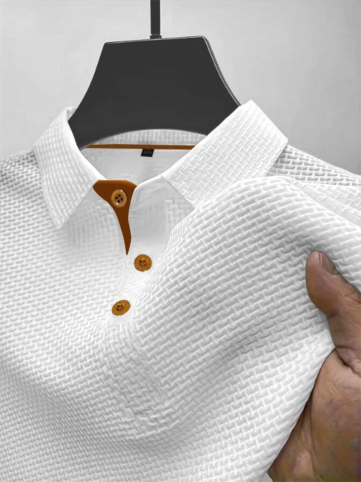 Modern fit men's polo for comfort and style. Breathable fabric makes it perfect for smart casual & travel.