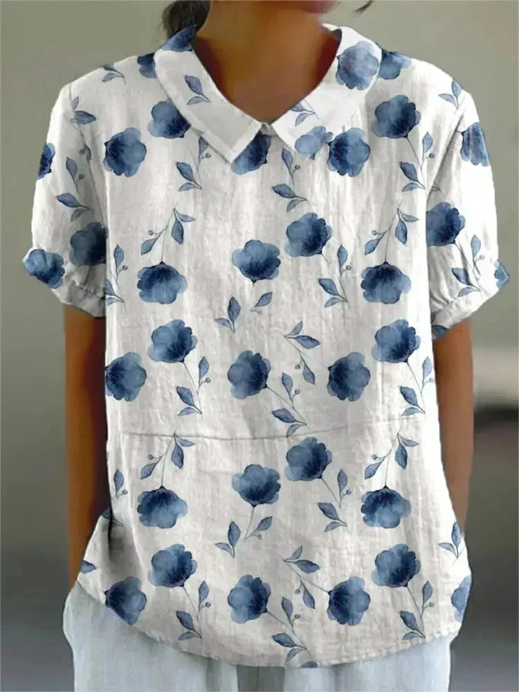 Comfortable women's casual top, relaxed fit, breathable short sleeve, perfect for versatile everyday wear.