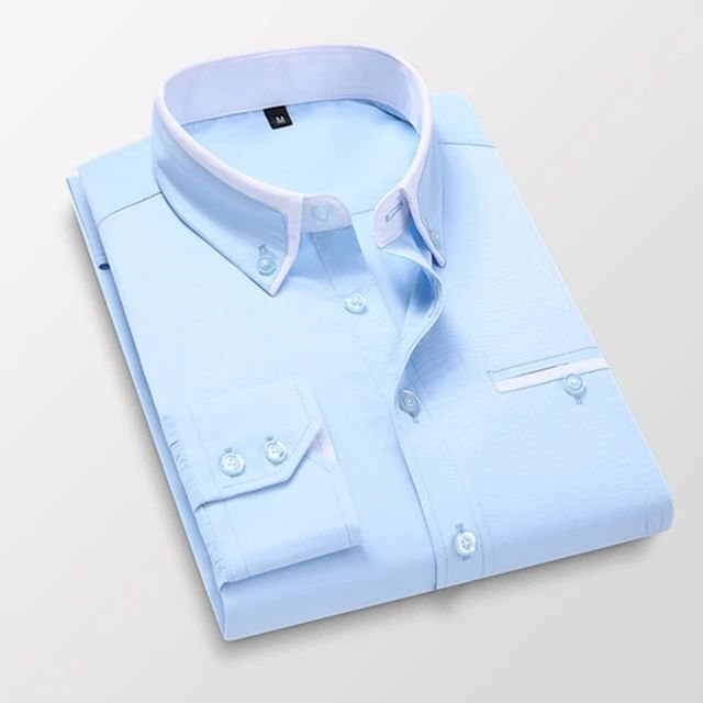 Men's long-sleeve button-up shirt with refined contrast detail. Perfect for smart casual & everyday wear.
