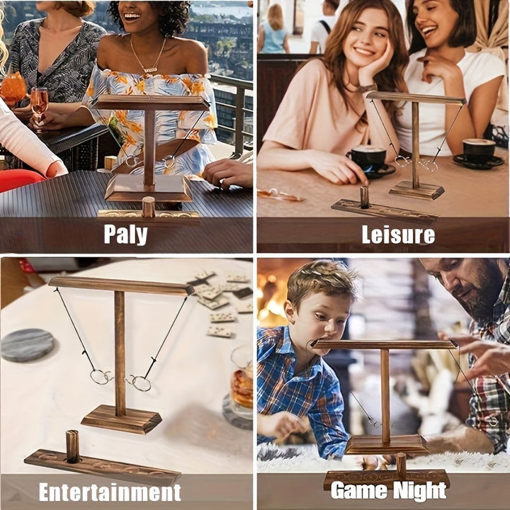 Educational wooden ring toss game promoting active play and friendly competition for all ages.