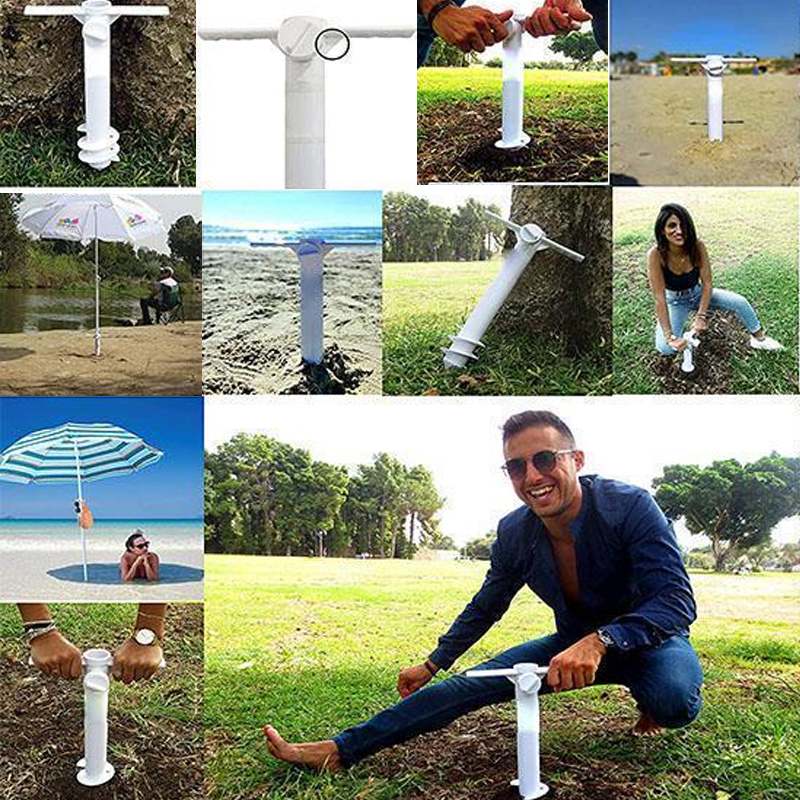 Robust beach umbrella anchor for superior wind resistance & stability in sand. A durable outdoor accessory.