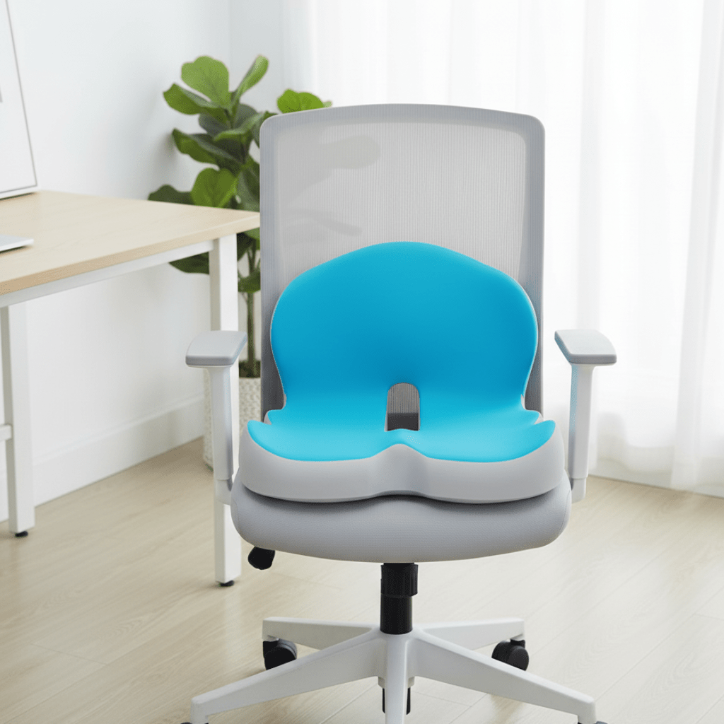 Unisex ergonomic memory foam lumbar support cushion for office chairs & car seats, promoting good posture.