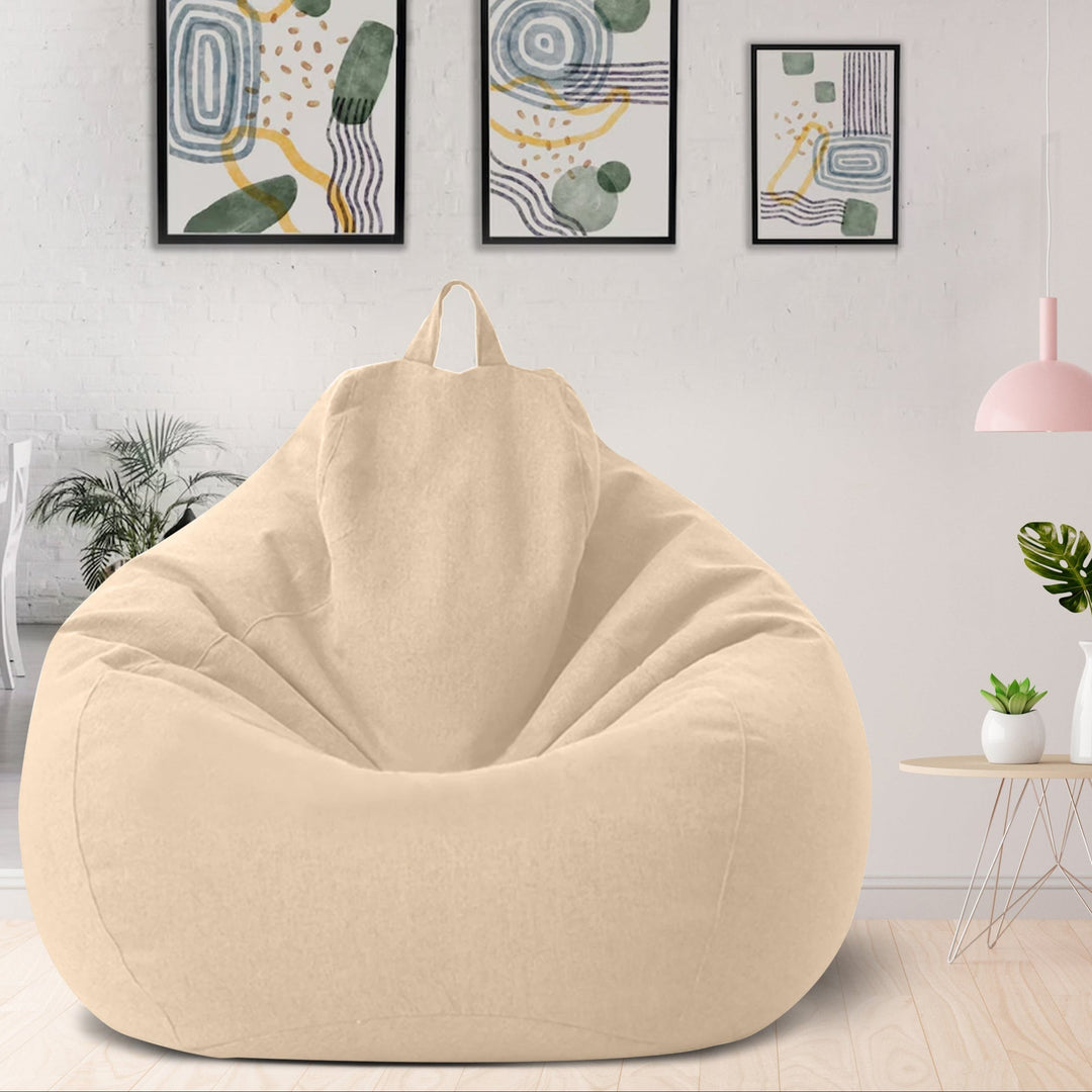 Large ergonomic bean bag cover, comfortable polyester fabric, ideal for living room relaxation.
