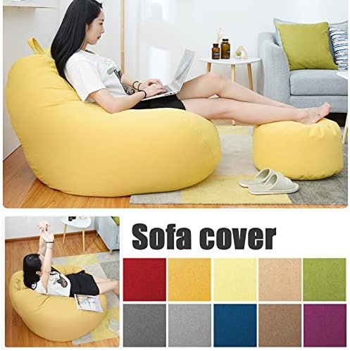 Ergonomic polyester bean bag cover, modern & comfortable, ideal for relaxation in living room.
