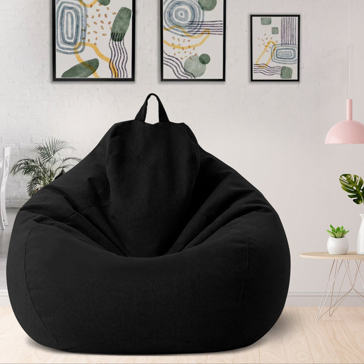 Ergonomic bean bag cover for ultimate comfort, durable washable polyester, stylish living room.