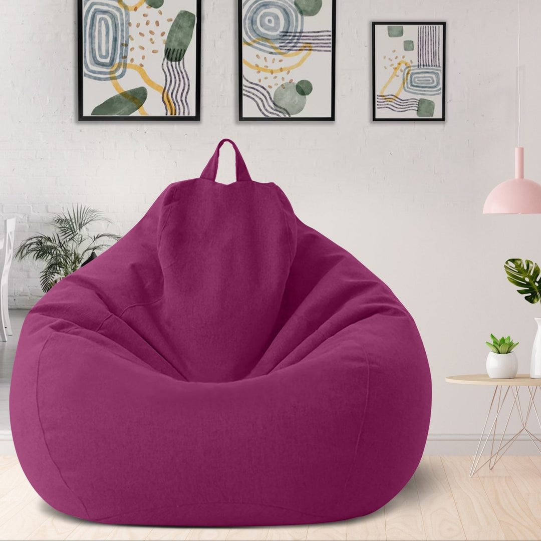 Spacious ergonomic bean bag cover, polyester, modern design, enhances home decor & relaxation.