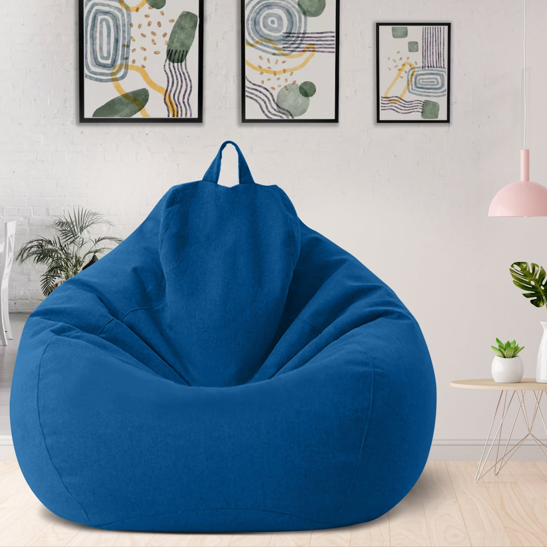 Washable polyester bean bag cover, large & ergonomic, perfect for a comfortable living room.