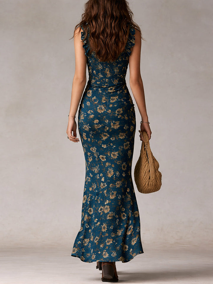 Beatriz | Women's Floral Slit Maxi Dress - Green - Image 5