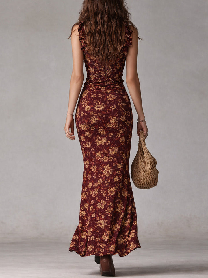 Beatriz | Women's Floral Slit Maxi Dress - Green - Image 7