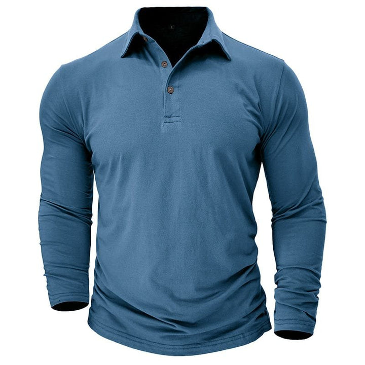 Premium men's long-sleeve polo, a classic style staple for modern men's fashion.