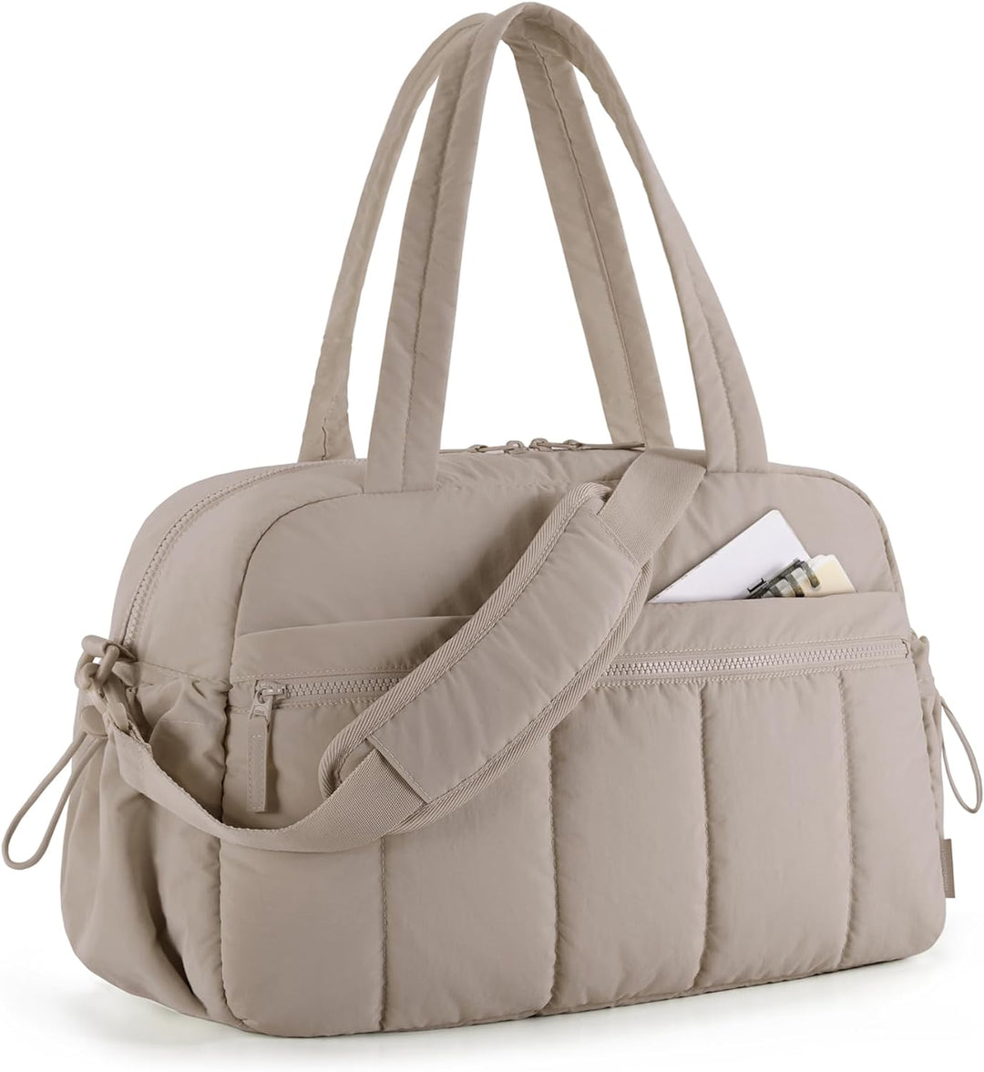 Apricot women's travel duffle bag with durable design, perfect for gym, weekend trips, or daily essentials.