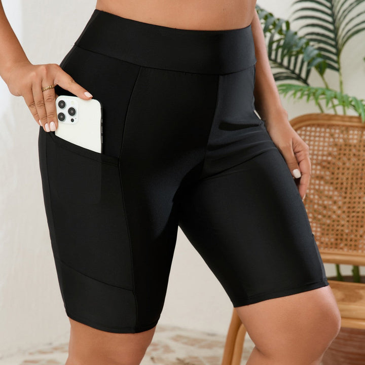 Women's high waist bike shorts with pockets, ideal for workouts, cycling, & active lifestyles.