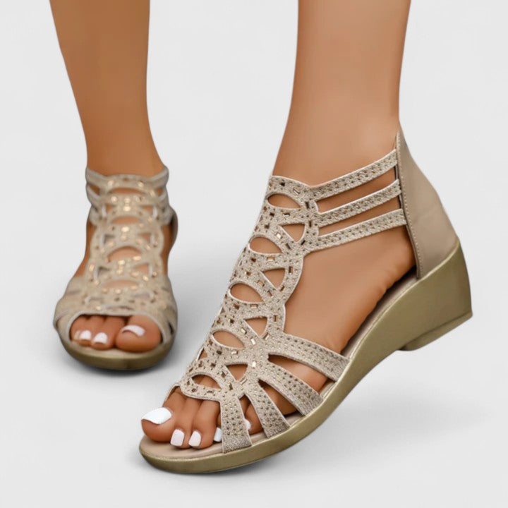 Bellerose | Women's Strappy Embellished Flat Sandals - Beige - Image 4