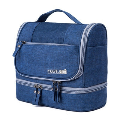 Versatile unisex travel toiletry organizer, a hanging bag for makeup, skincare, and bathroom packing.