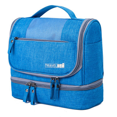 Practical unisex travel toiletry bag with hanging hook, large capacity for all your packing & bathroom needs.