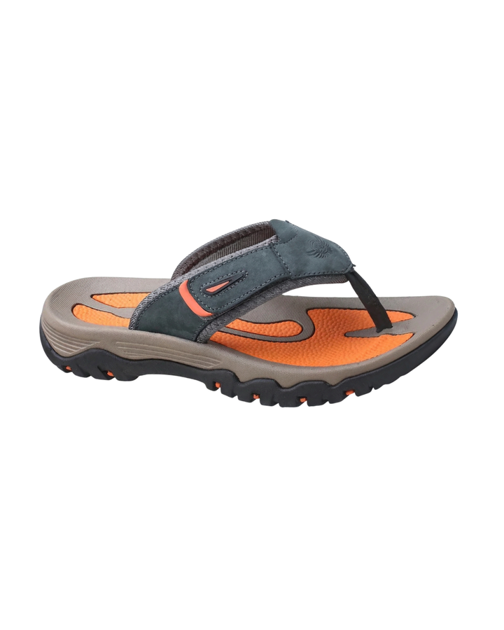 Sophisticated men's leather-look toe post slides, designed for ultimate comfort and summer everyday wear.