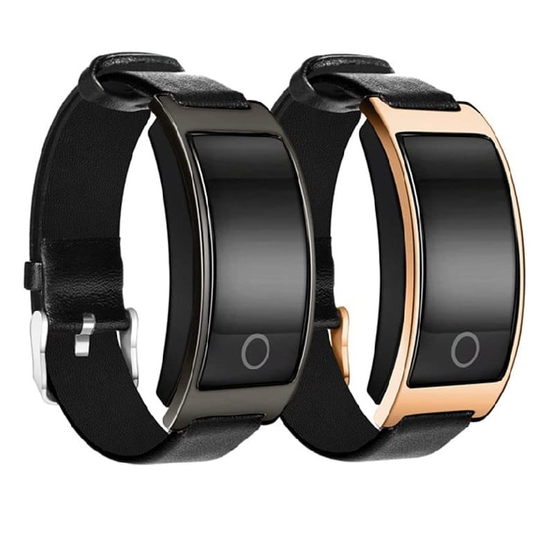Black unisex smart health watch with blood pressure, heart rate, and fitness tracker. Wearable tech for daily health.