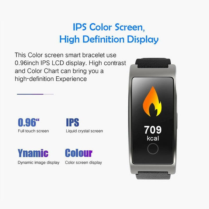 Sleek black unisex smart watch, a comprehensive health monitor for blood pressure, heart rate & fitness.
