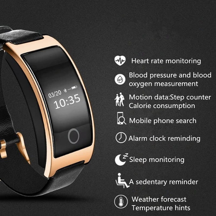 Digital unisex smart health watch showing real-time blood pressure & heart rate. Advanced fitness tracker.