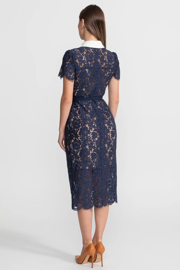 Sophisticated women's floral pattern midi dress with collar, ideal for daytime parties & special occasions.