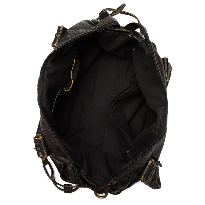 Versatile black women's everyday handbag. Stylish accessory for work or casual, can be shoulder or crossbody.