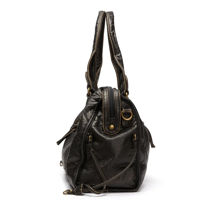 Sleek black everyday work bag for women. Durable & stylish shoulder purse, perfect for professional settings.
