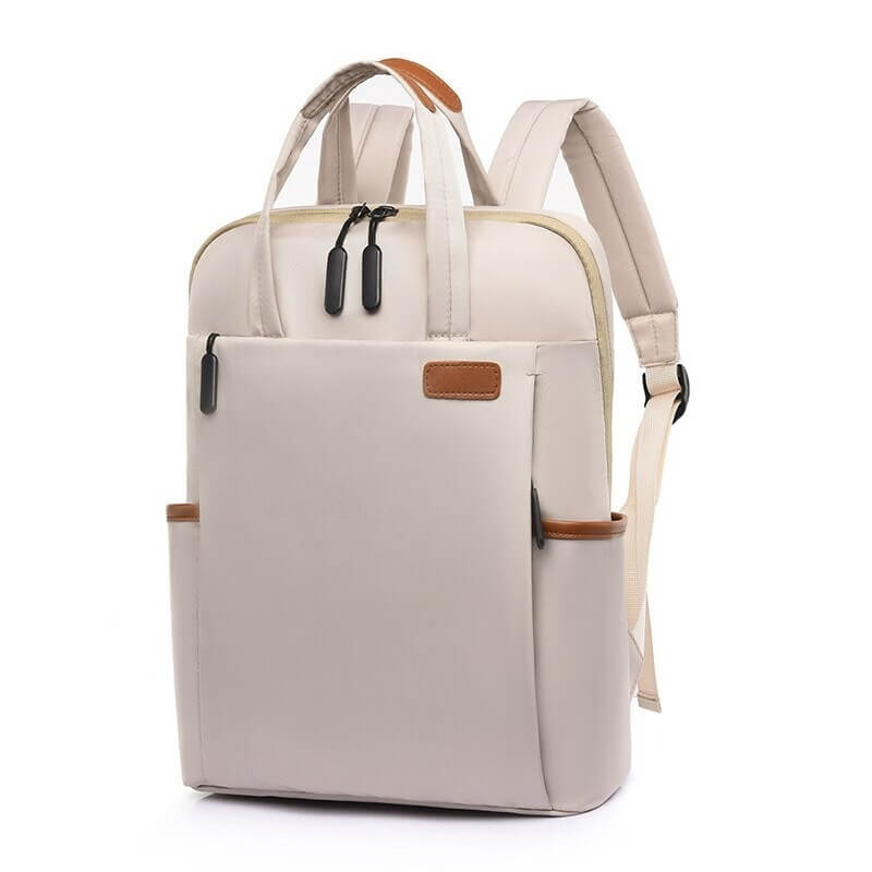 Cream anti-theft travel bag, water-resistant Oxford design, organized for daily use.