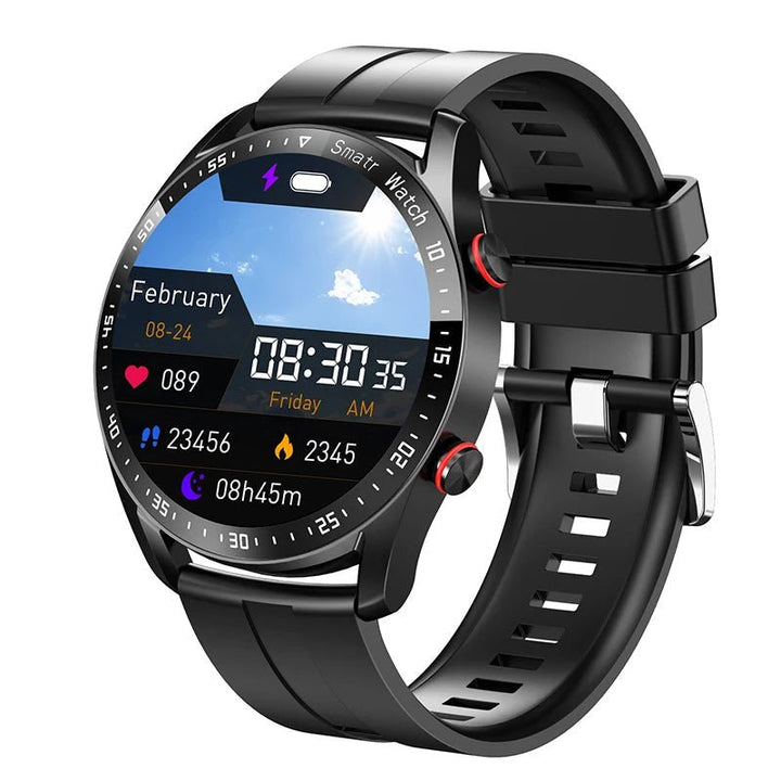 Unisex Smart Health Watch on charging dock, ready for continuous wellness & activity tracking.