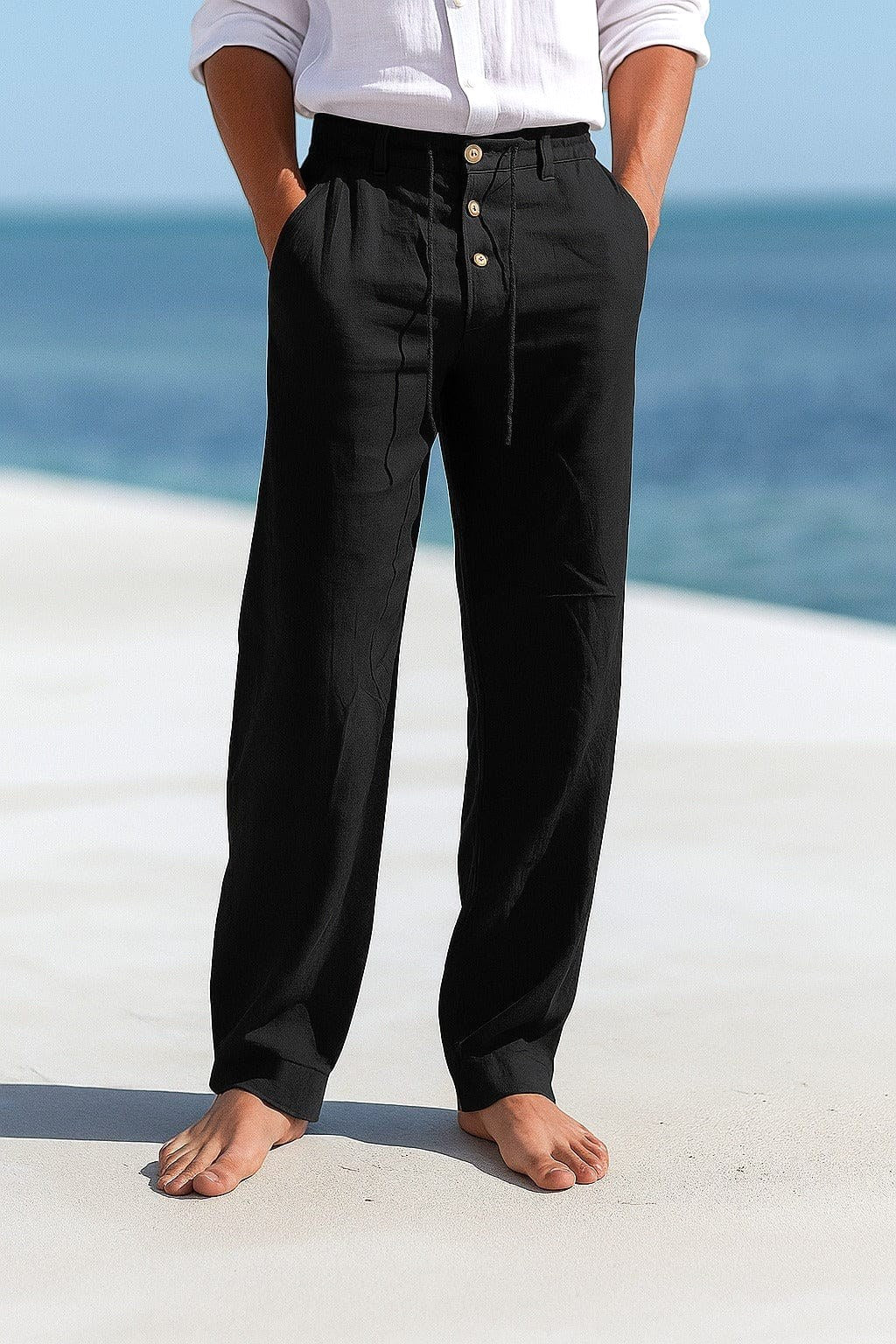 Men's fashion summer trousers, relaxed-fit and breathable, offering freedom for movement and everyday ease.