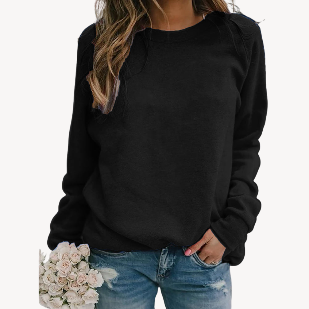 Women's relaxed fit crew neck pullover sweatshirt, perfect for casual everyday wear.