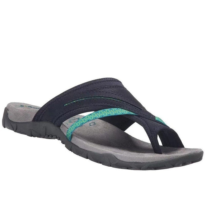 Stylish women's orthopedic sandals for arch support & all-day comfort. Perfect flip flops for plantar fasciitis.