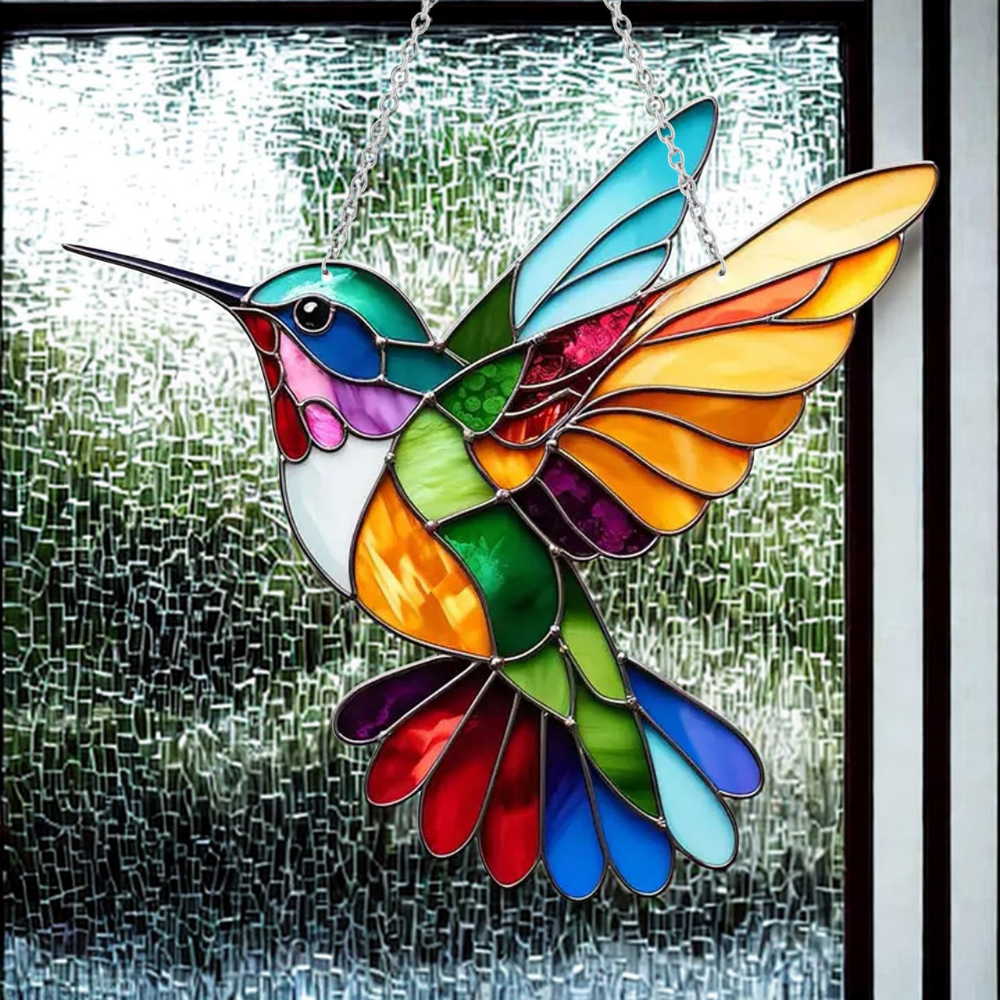 Unique bluebird stained glass effect suncatcher, a lovely gift idea for any home
