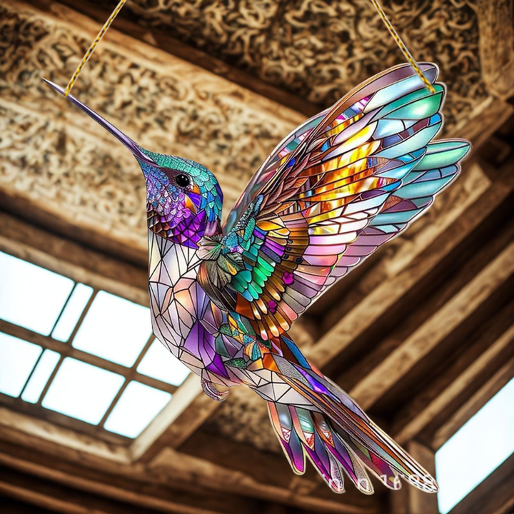 Handcrafted look acrylic bluebird decor, ideal as a vibrant window suncatcher
