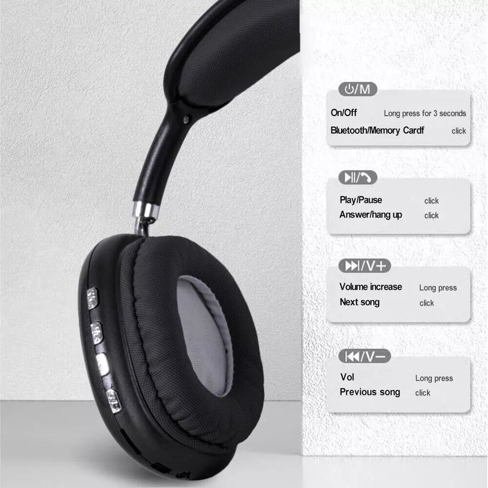 Unisex wireless Bluetooth headphones with HiFi stereo sound & active noise cancelling.