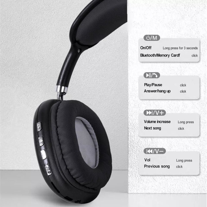 Unisex wireless Bluetooth headphones with HiFi stereo sound & active noise cancelling.