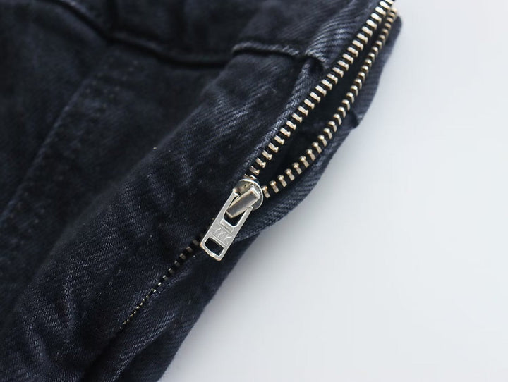 Flat lay of a stylish women's strapless denim mini dress. Chic casual & party sleeveless fashion piece.