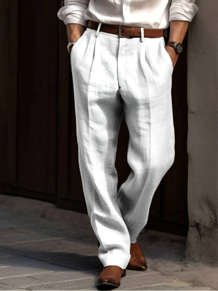 Versatile men's pleated trousers, a wardrobe essential for business casual, office, or formal fashion.