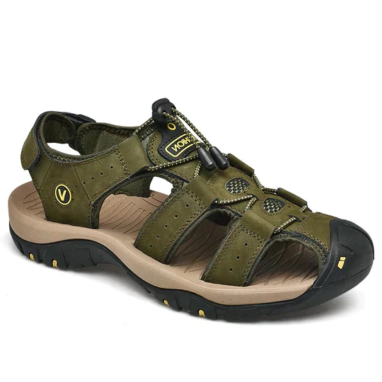 Supportive men's closed-toe orthopedic sandals with arch support, great for comfortable active wear.