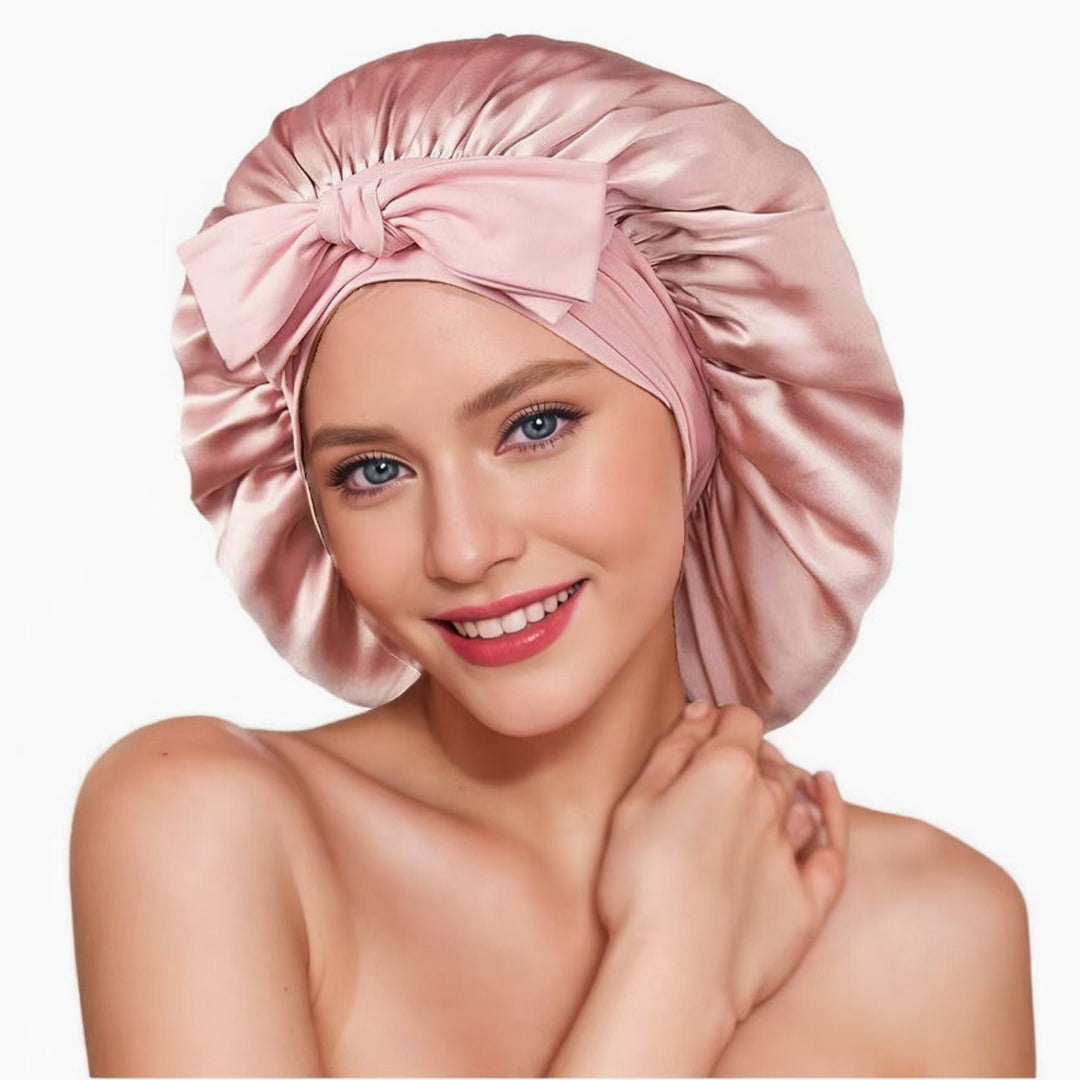 Soft, adjustable women's sleep cap. Comfortable nightwear, protects hair from frizz, tangles & promotes hair health.