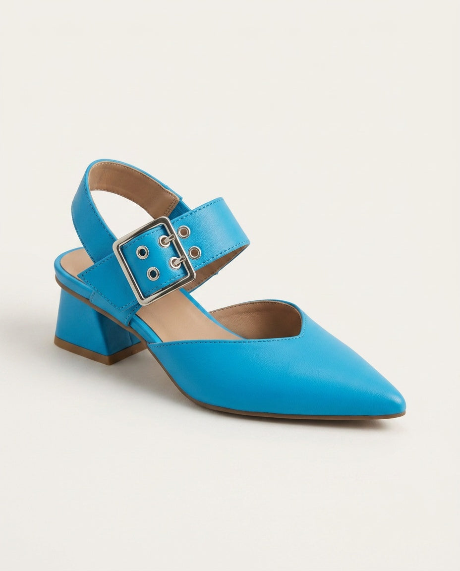 Women's pointed toe slingback block heels for effortless style.