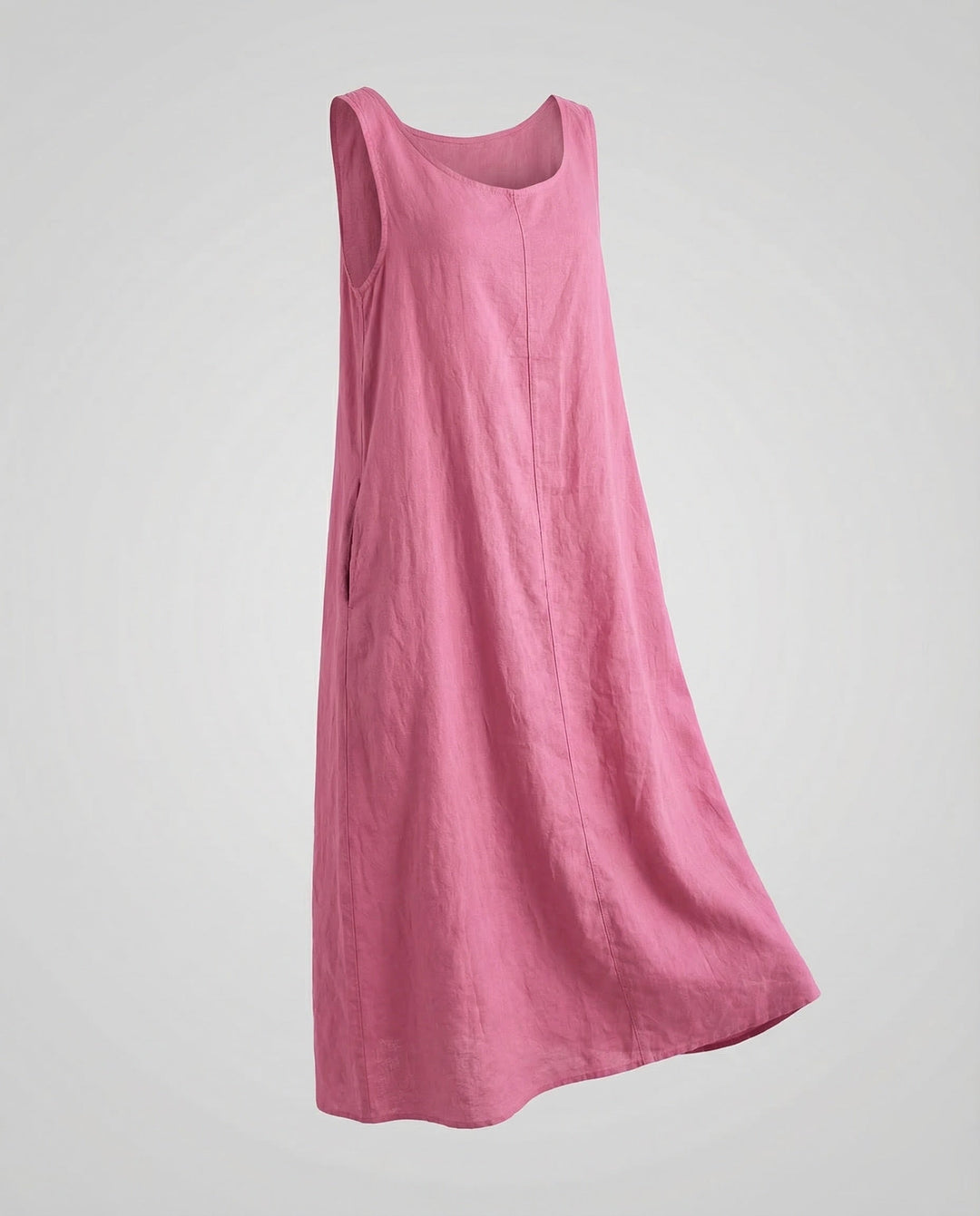 Everyday women's sleeveless A-line maxi dress with convenient side pockets. Relaxed & comfortable.