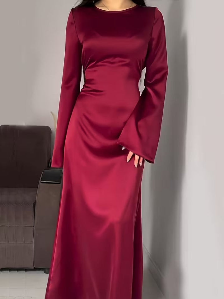 Graceful women's special occasion maxi dress, with elegant flared sleeves & full length.