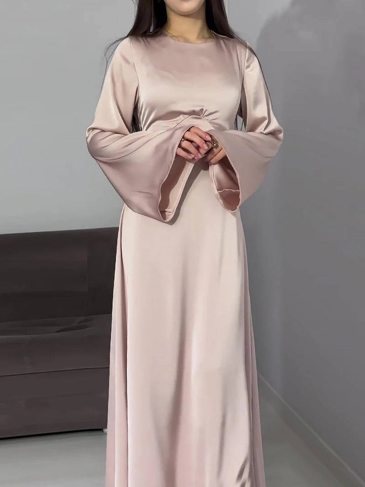 Classic women's formal maxi dress, timeless design with elegant flared sleeves.