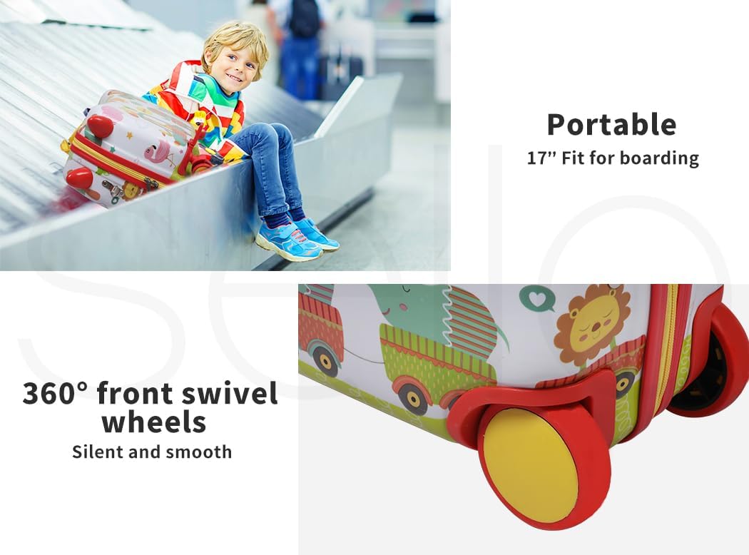 Octopus pattern children's ride-on scooter suitcase. Kids 2-in-1 luggage with 360° swivel wheels for travel.