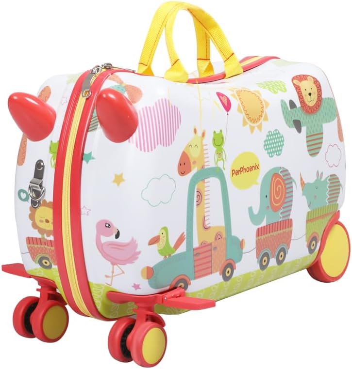 Versatile children's travel bag: ride-on scooter and suitcase, featuring an octopus design & 360° wheels.