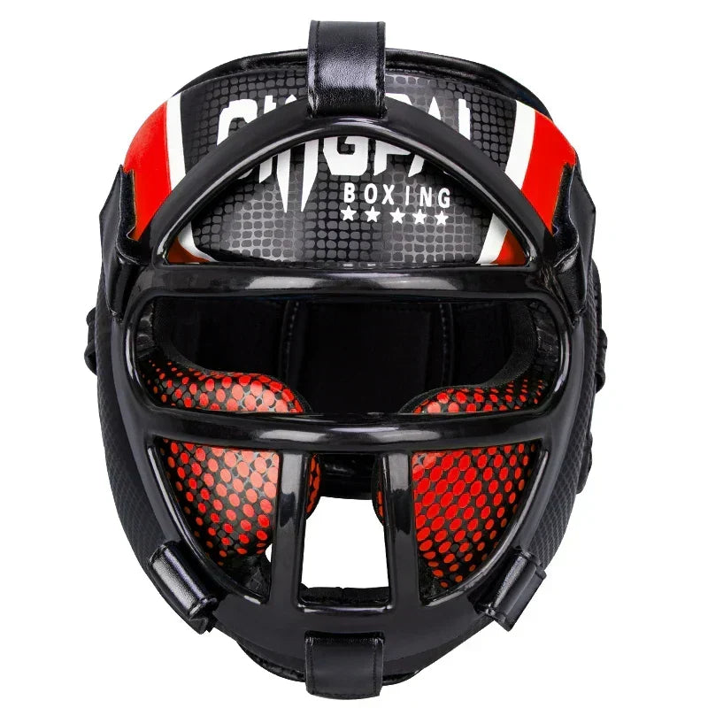 High-quality protective headgear: unisex martial arts training helmet with impact-resistant visor.