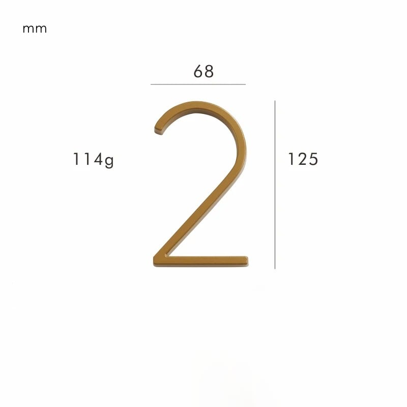 Stylish satin brass door number plaque, a durable metal sign for exterior home decor.